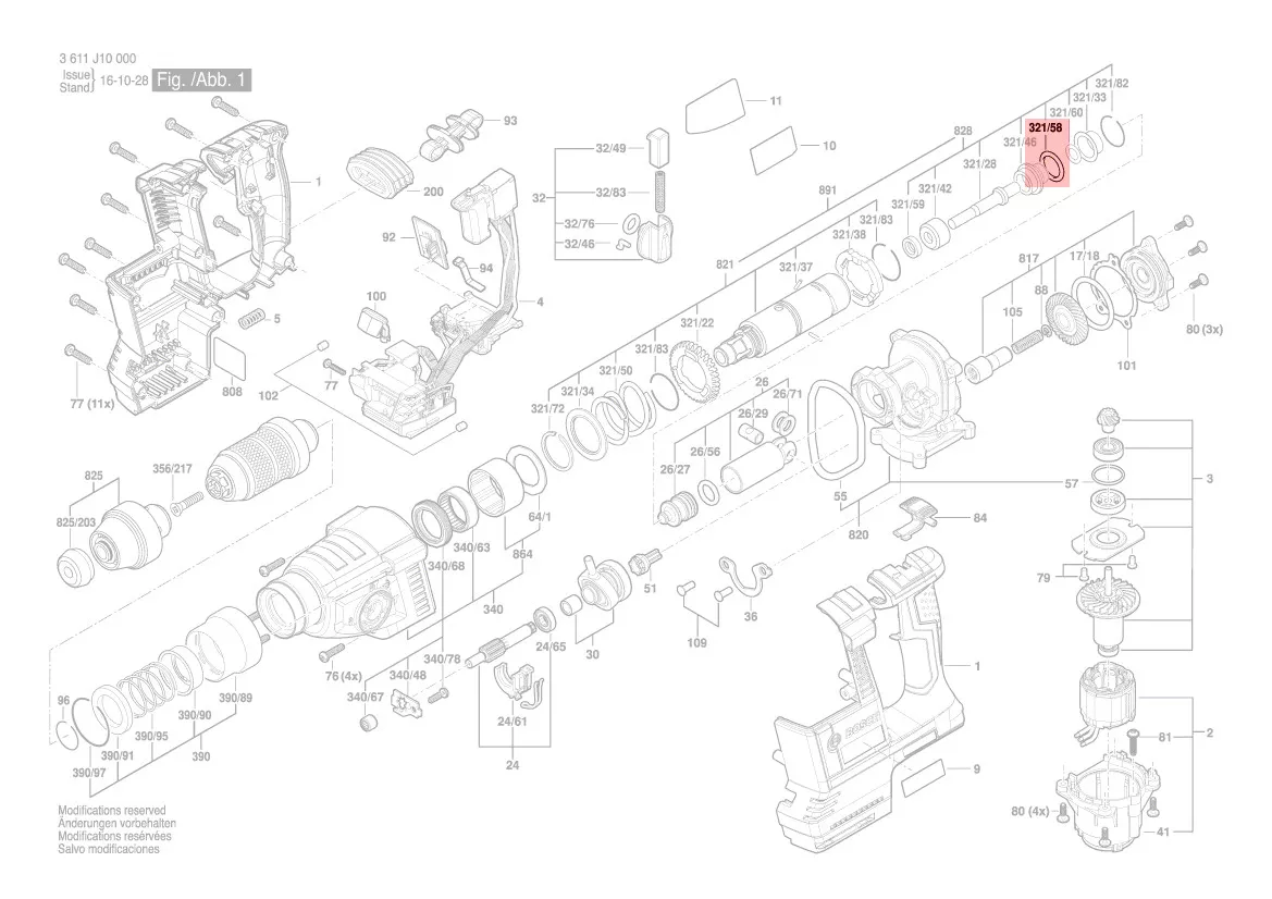 Joint torique douille de guidage percuteur GBH 36 VF-LI / GBH 18V-26 F